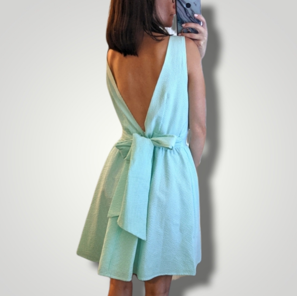 NWOT Lauren James Green Seersucker Dress Sz M